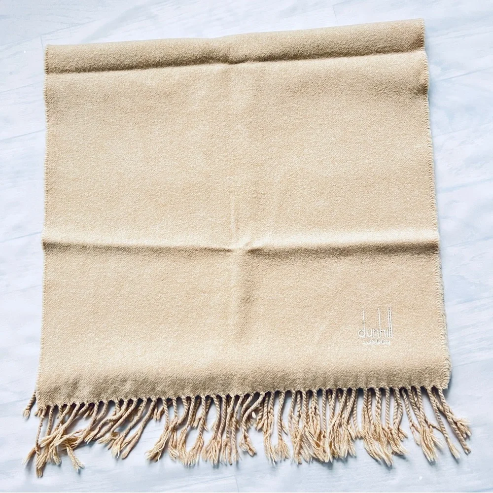 Dunhill London Cashmere Donegal Scarf Unisex Beige L58